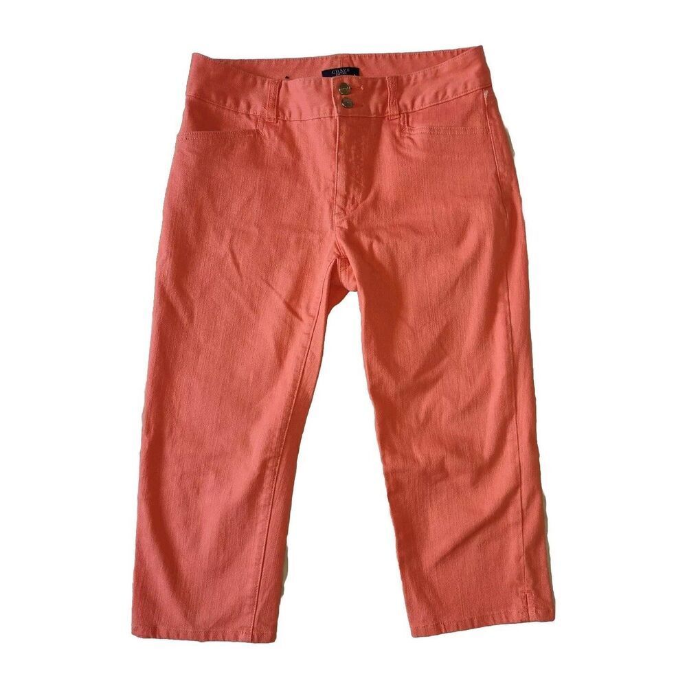 Sz 6 Capri Jeans Straight Leg Mid Rise Womens Cotton Blend Denim Orange